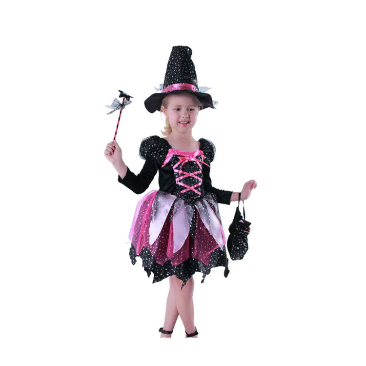 Halloween Kids Cosplay Witch Dress with Lights