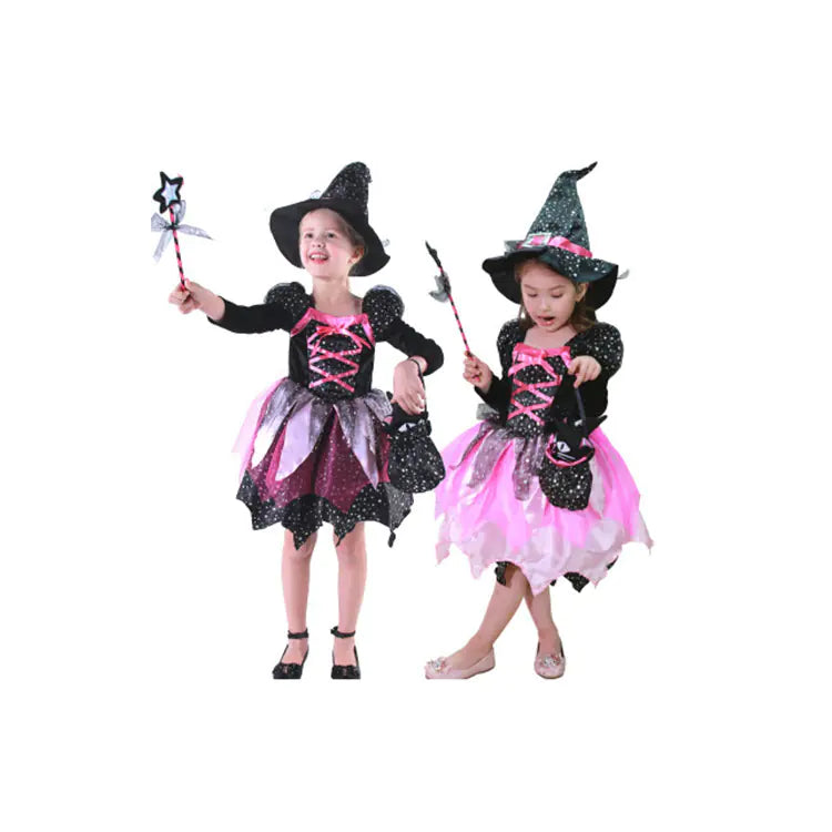 Halloween Kids Cosplay Witch Dress with Lights