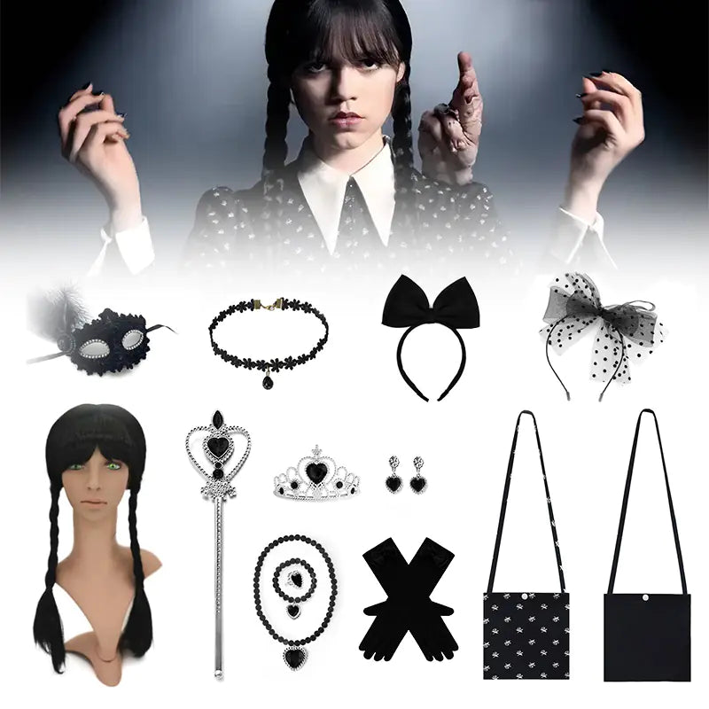 2023 Halloween Wednesday Addams Costume Accessories