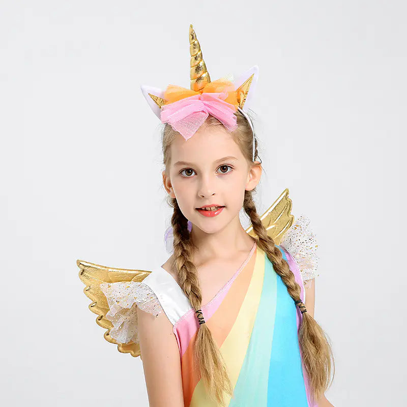 Children's Halloween Costume Unicorn Dress with Rainbow Skirt